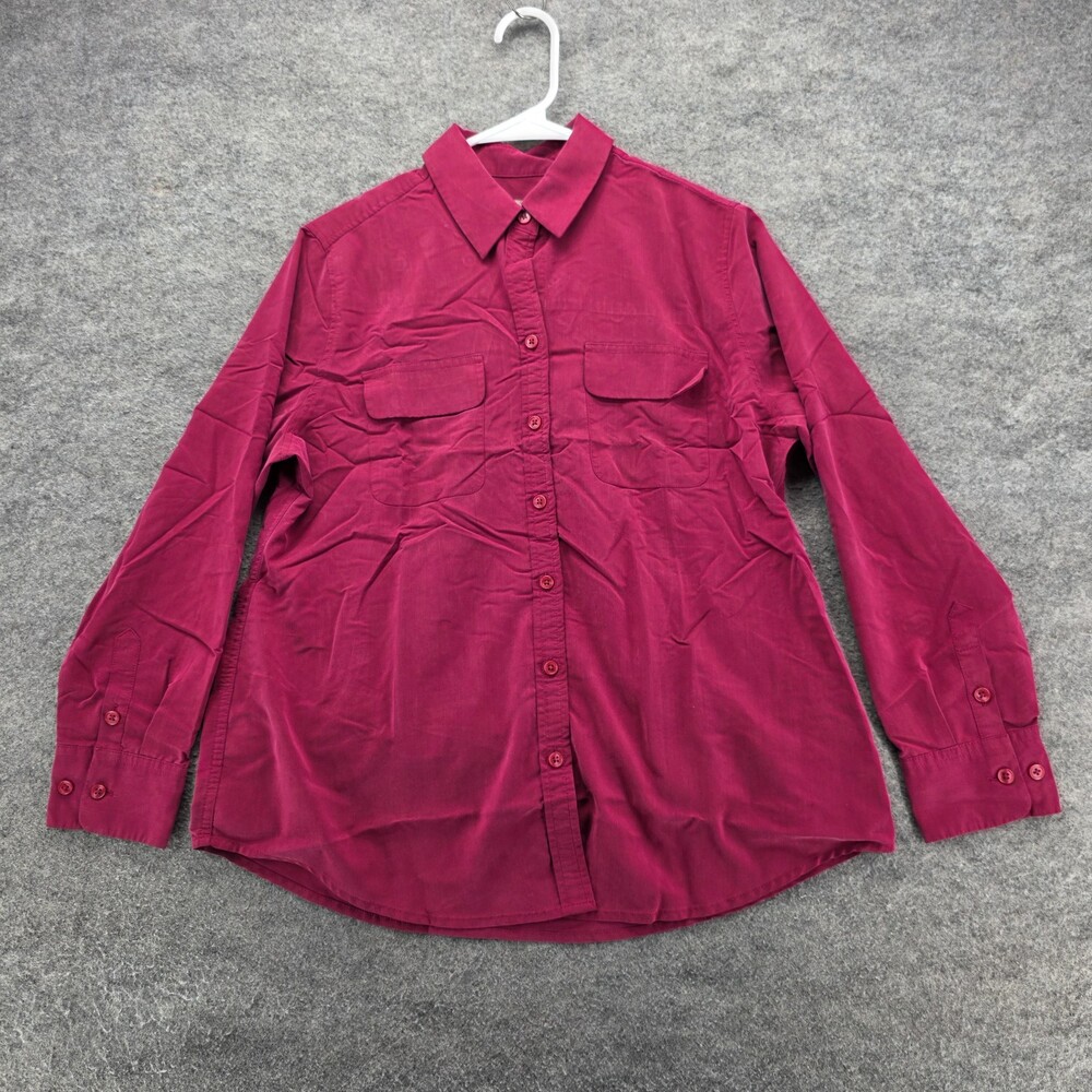 Chicos Shirt Womens 1P US 8/10P Button Up Long Sleeve Red